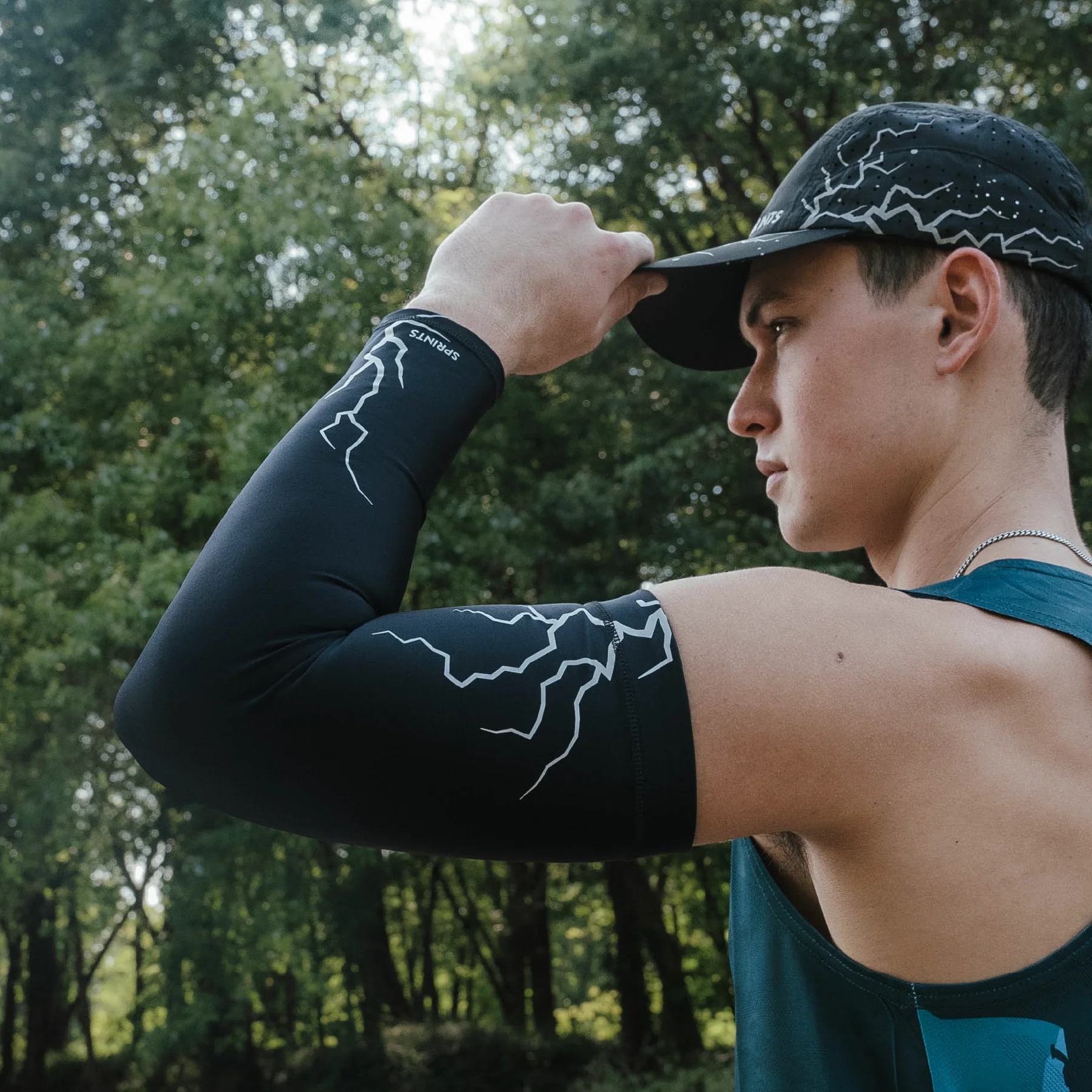 Compression Arm Sleeves - Dystopian Dark Miles Flash Reflective (Unisex) - Image 4