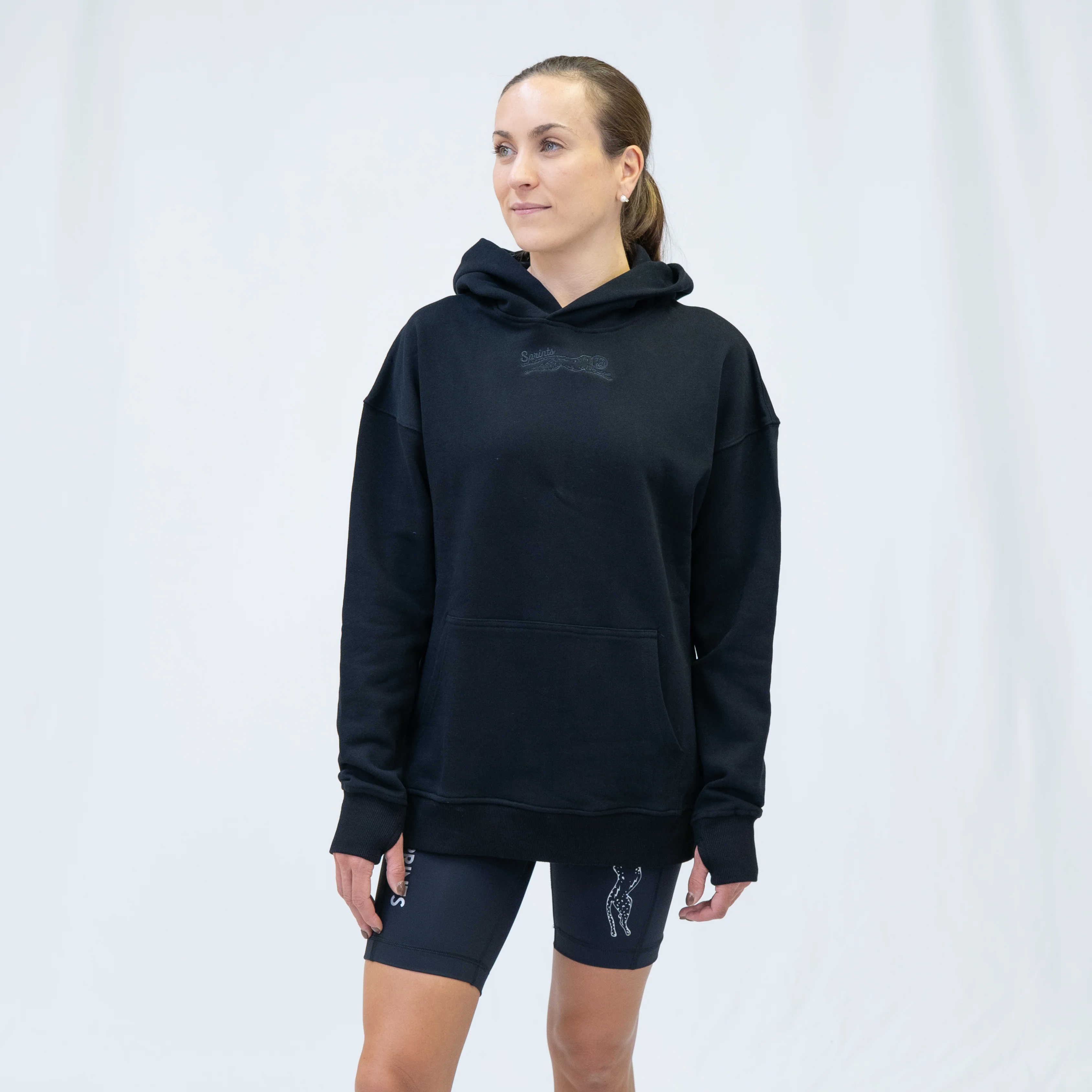 Run Club Oversized Hoodie - Here for the Beers (Unisex) - Black - Image 4