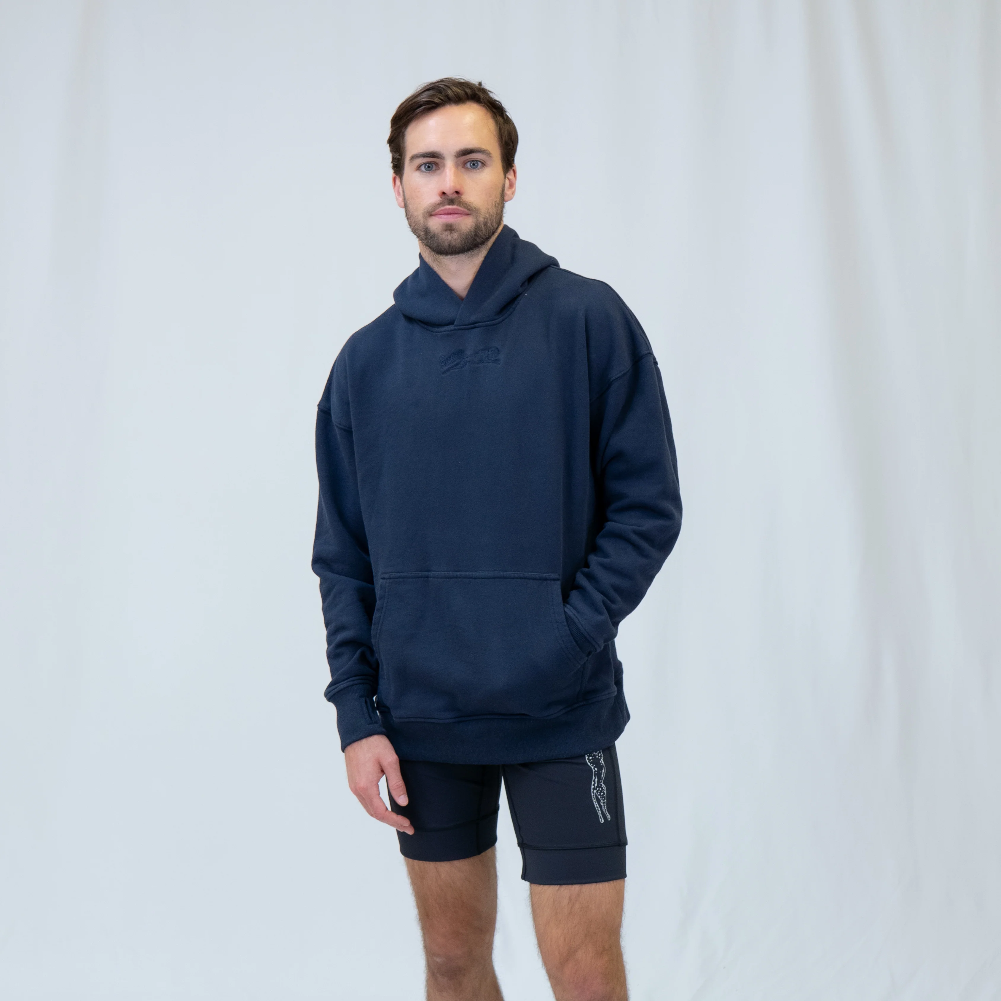 Run Club Oversized Hoodie - I'm Nicer After I Run (Unisex) - Navy - Image 4