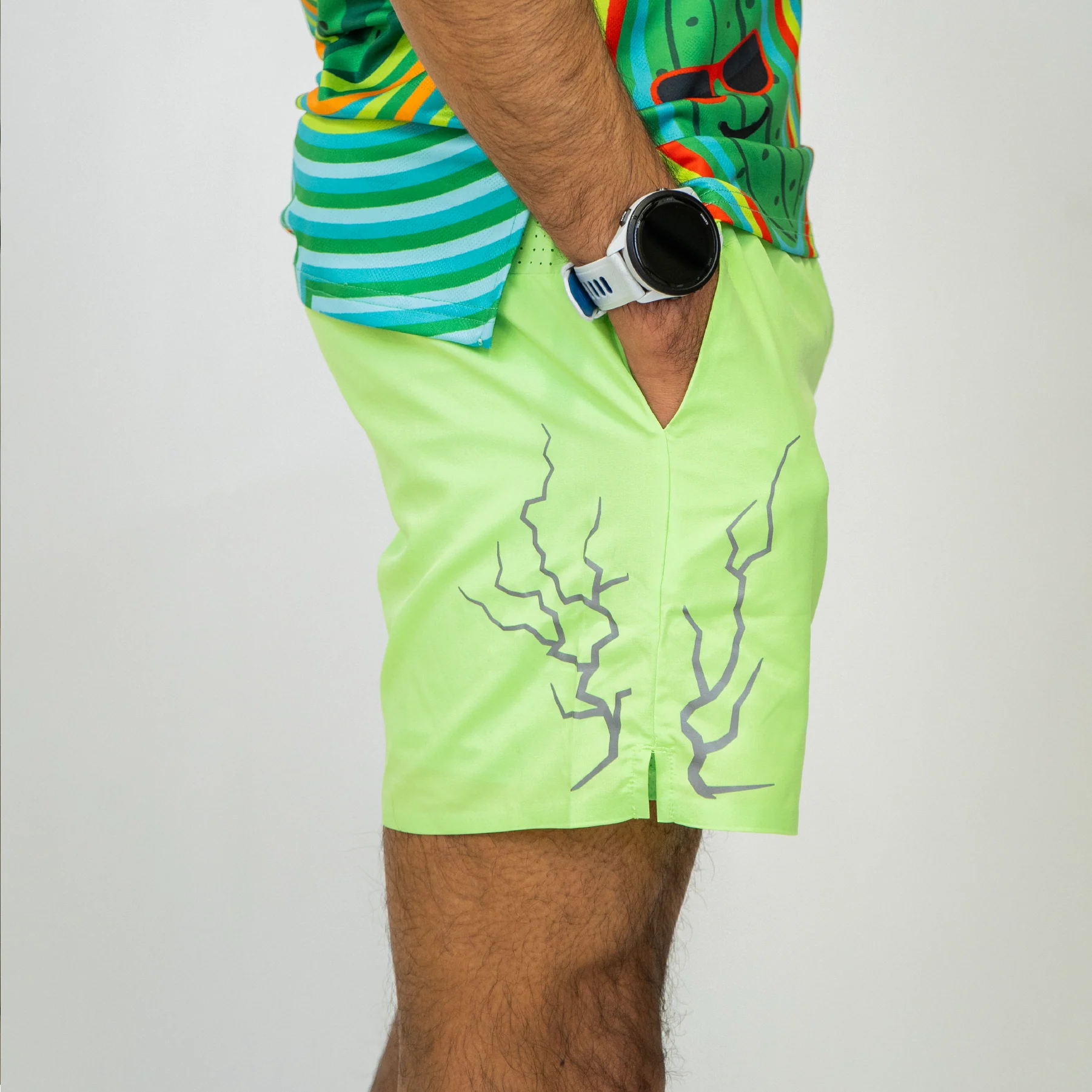 Mens Avigate 5" Fusion Short - Neon Green Dystopian - Image 3